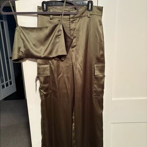 Never worn 2 piece satin set size L